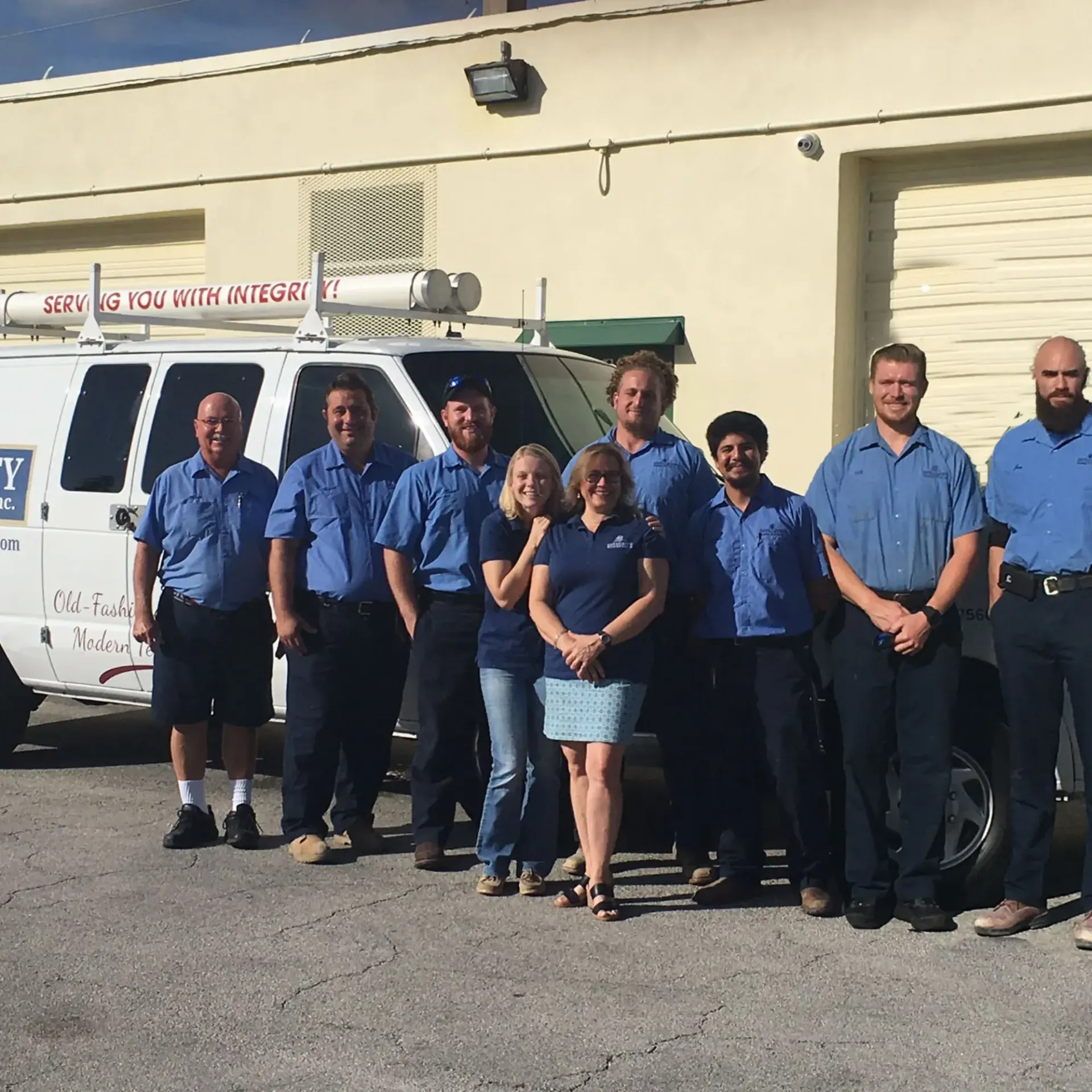 Our team in front of the service van